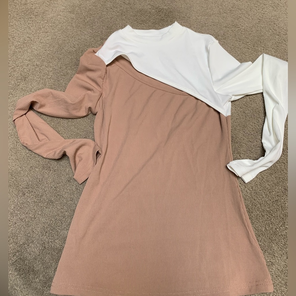 Tan /White blouse
